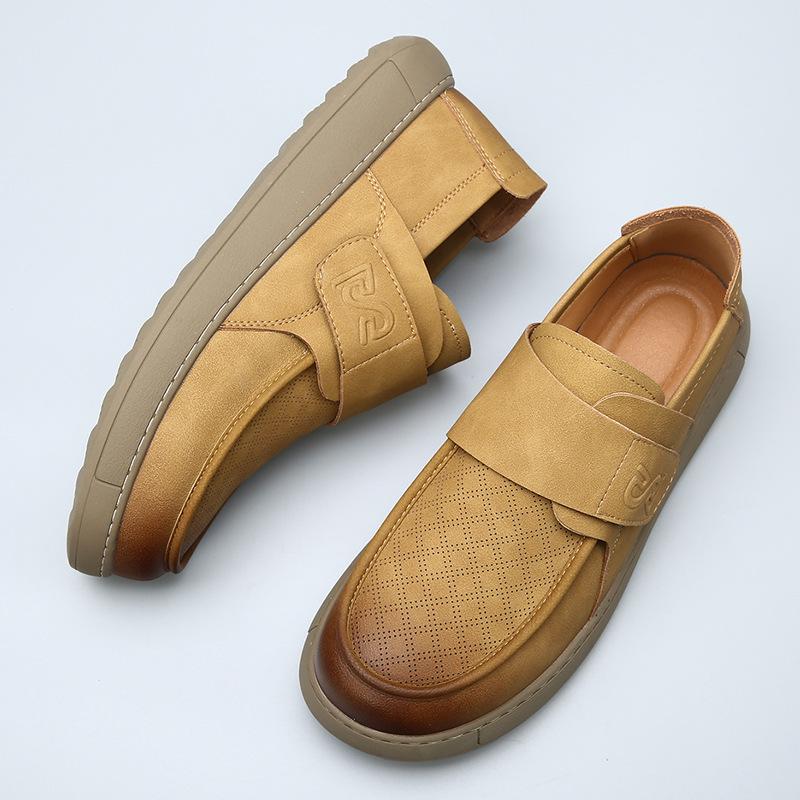 2025 new autumn breathable one-pedal lazy loafers men's fashion trend leather foot casual leather shoes