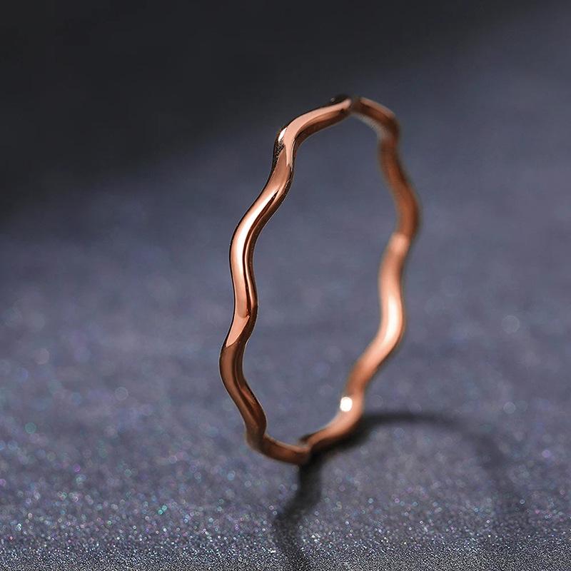Stainless Steel Ring Minimalist Sea Wave Light Luxury Elegant Fashion Couple Rings for Women  Wedding Trendy Fine Gifts