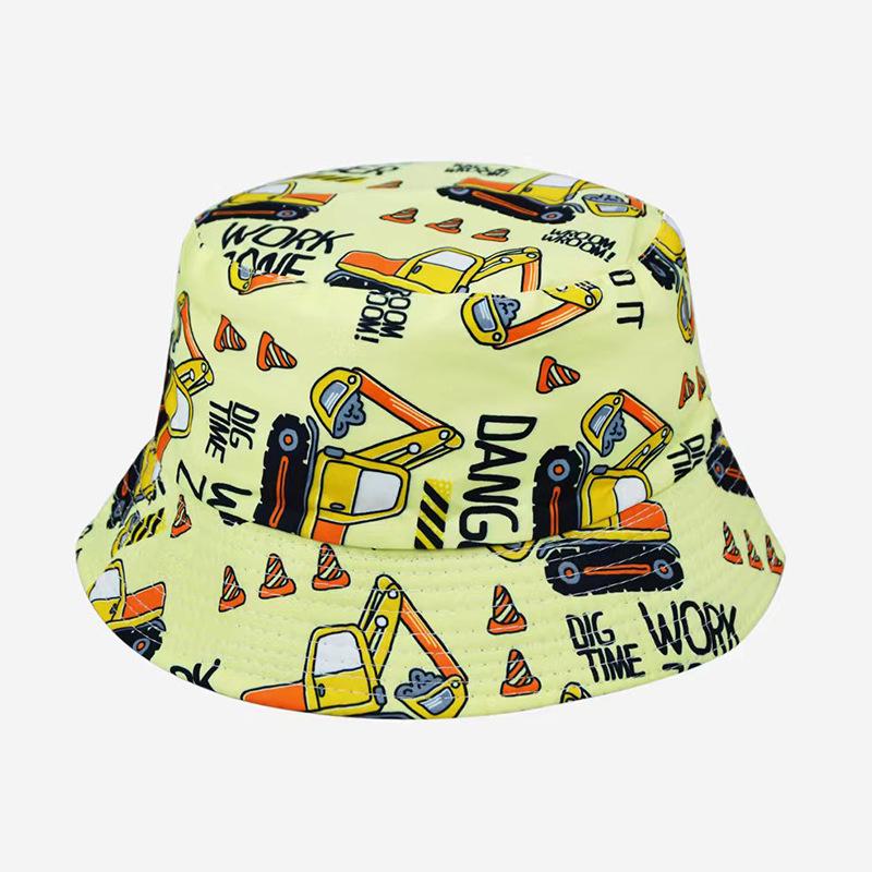 Kids' Cartoon Print Sun Protection Bucket Hat, Double-Sided for Boys & Girls, Trendy Outdoor Headwear
