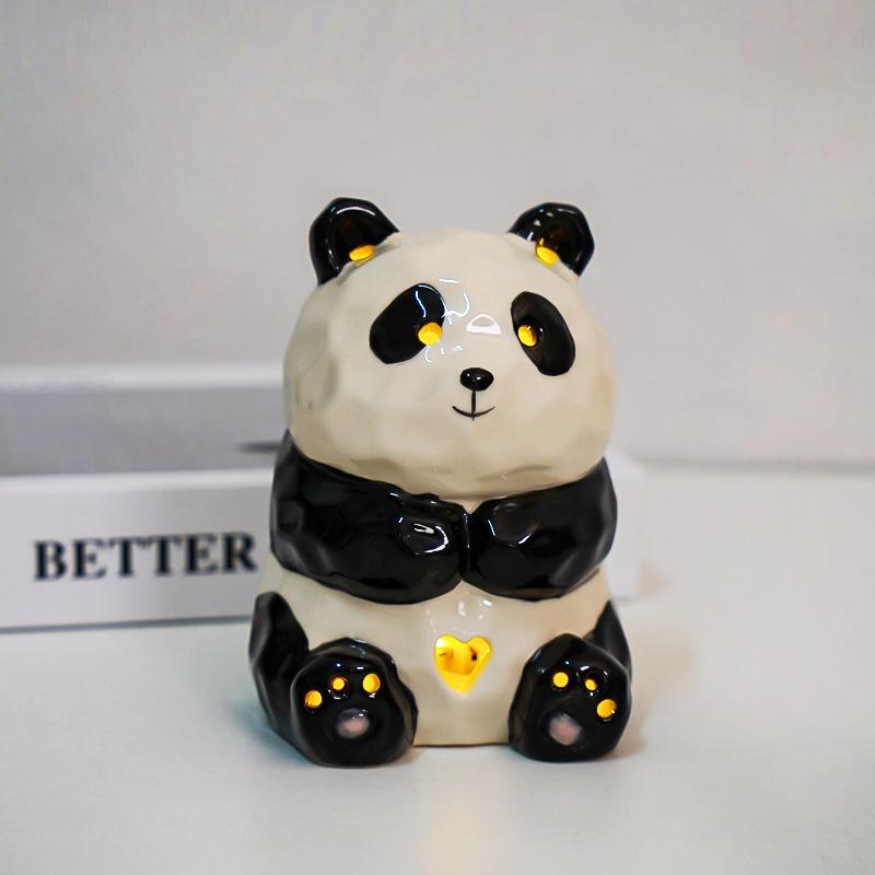 

Мультяшный керамический ночник-панда для спальни и общежития, декоративный атмосферный свет, маленькое украшение Ceramic panda night light