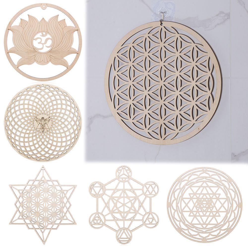 Flower Of Life Energy Mat Slice Wood Base Wooden Wall Sign Laser Cut Handmade Coasters Making Sacred Geometry Ornament Decor