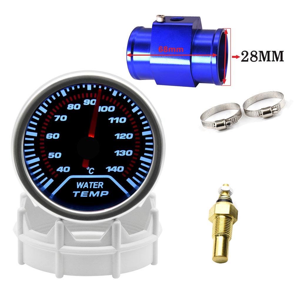 2" 52mm Universal Water Temp Gauge With Temperature sensor 40-140Celsius Car Temperature Meter Water Temp Joint Pipe Adapter 12V