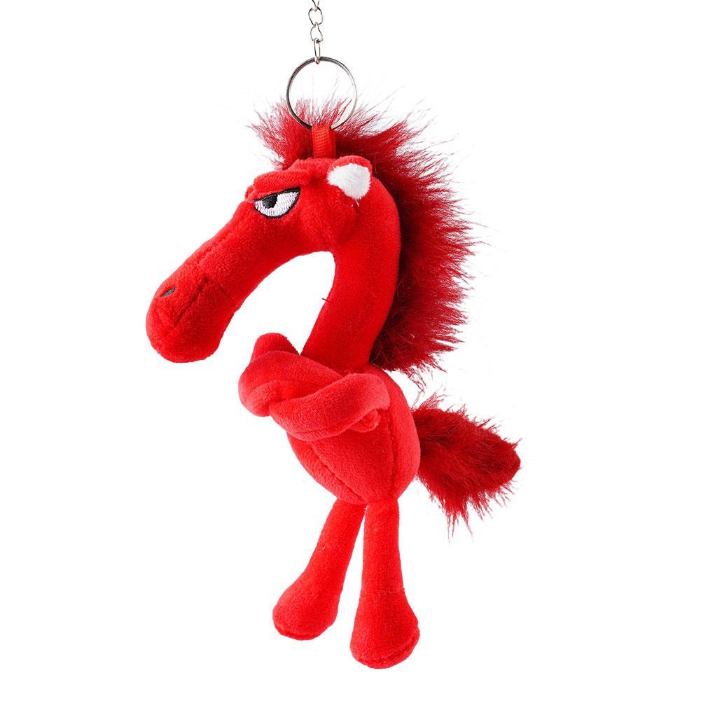Lucky Black Horse Plush Keychain Animal Bag Charm Pendant Plush Arrogance Pony Keychain Kawaii Animal Plush Keychain Funny Toy