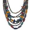 Vintage Morandi color wood bead necklace female personality exaggerated bohemian vacation stage accessories