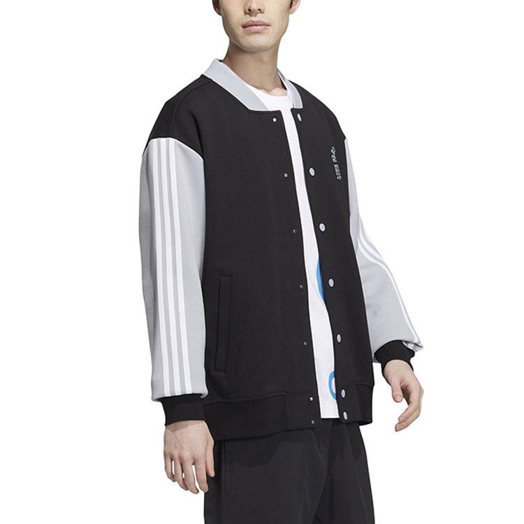 Adidas Neo Patterned Print Single-Breasted Long Sleeve Jacket Men Jackets Black HM1988