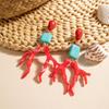 Bohemian Turquoise Earrings Geometric Acrylic Coral Shaped Earrings For Womens Trendy Jewelry Gift