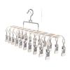 Stainless Steel 20-Clip Sock & Underwear Drying Rack – Windproof Balcony Clothes Hanger