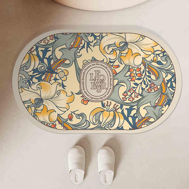 

Садовые цветы Мягкий диатомовый коврик для грязи Бытовой туалет Впитывающий коврик для унитаза Нескользящий коврик для ног в ванной 40*60cm