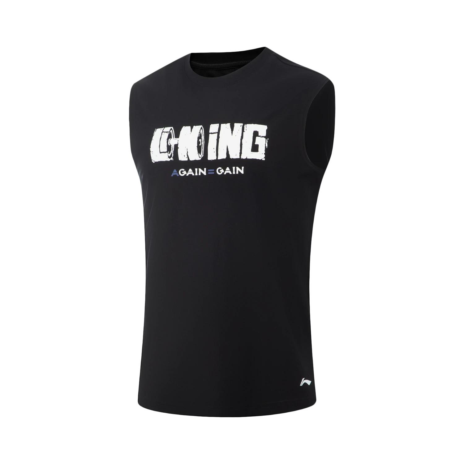 

Серия фитнеса Li Ning Буква Круглый вырез Ледяное ощущение Комфортный Антибактериальный Свободный Без рукавов Майка Мужские топы AVSV113-1 M