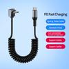 1.5M Coiled USB-C Type C 5A Fast Charging Data Cable 90 Right Angle Retractable Pure Copper Mobile Phone Cord for