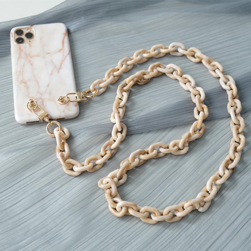 New Phone Chain Accessory Detachable Parts Candy Neon Crossbody Resin Luxury Neck Strap Phone Case Chains Acrylic Cute Shoulder Lanyard Hanging Chain