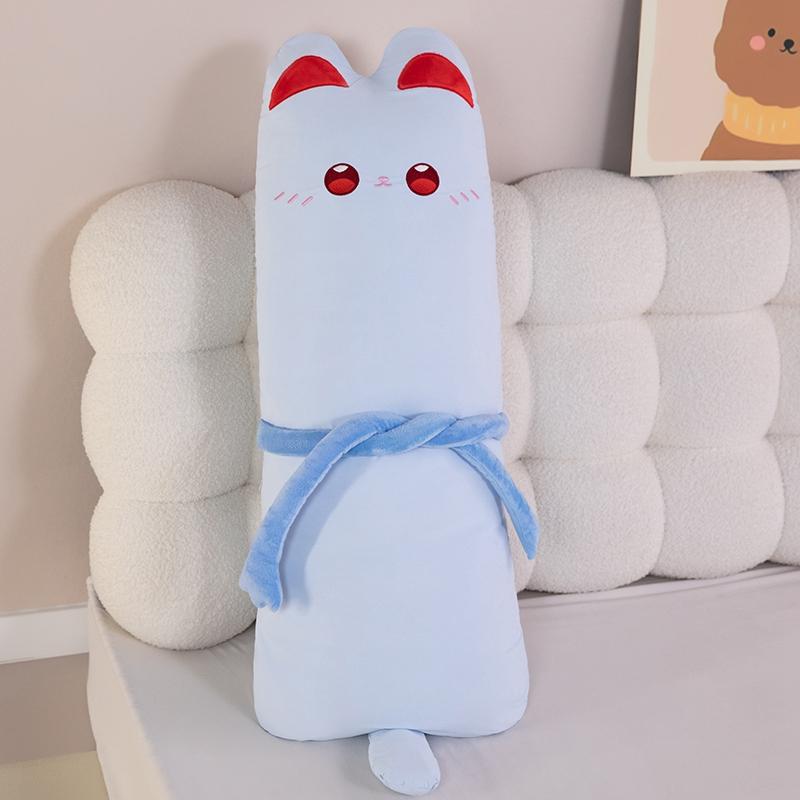Cute Soft Cat Plush Toys Cartoon Animal Long Cat Pillow Leg Clamp Washable Sleeping Companion Throw Pillow