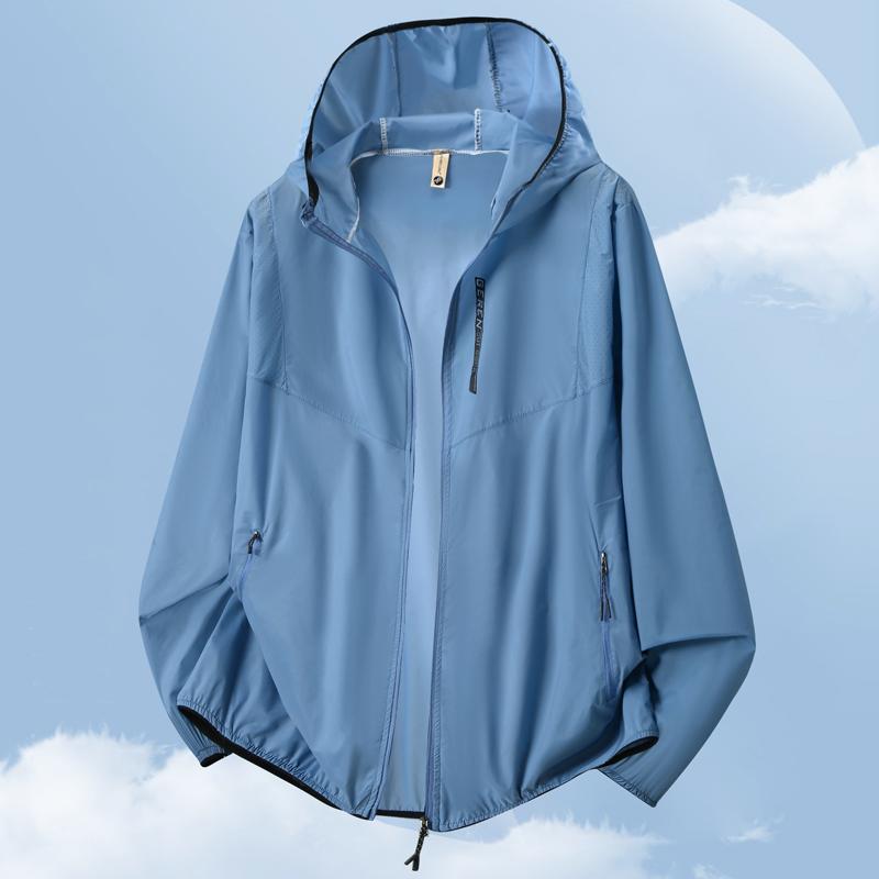 Men's Plus Size Sun Protection Jacket, Breathable Mesh Outdoor Hoodie (6XL-12XL)