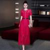 2026 European Spring/Summer Women's Lace-Trimmed Waist-Cinched Dress