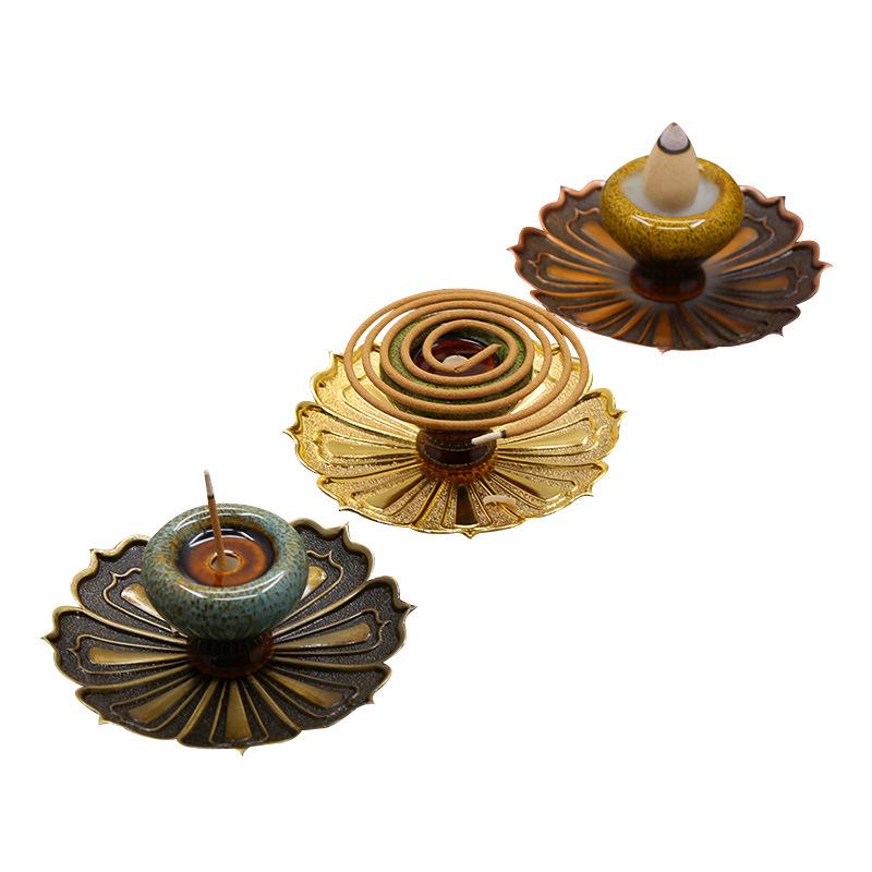 Ceramic Lotus Backflow Incense Burner & Stick Holder Ornament