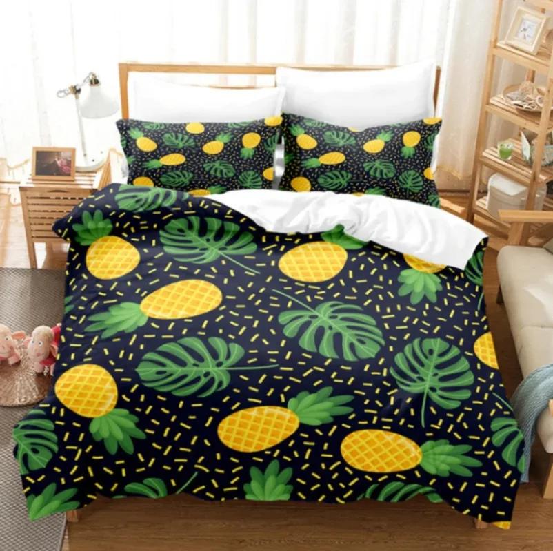 Comforter Super Soft White Bedding Set Green Fresh Winter Plantain Leaves S Kids Adult Queen King Housse De Couette 220X240