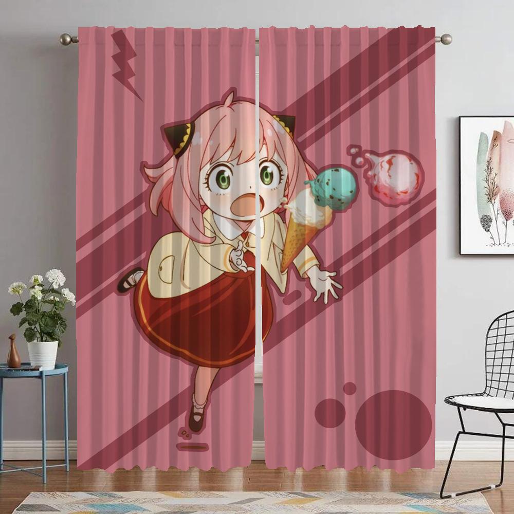 Halloween Decoration Spy X Family Blackout Curtain for Room 2 Panel Elegant Room Curtains Tulle for Bedroom Shades Partition