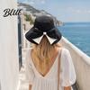Breathable Polyester Sun Hat 2 Pcs Women's Bowknot Bucket Hat UV Protection Wide for Women Summer Brim Foldable Beach Hiking Camping Outdoor