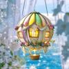 Stained Glass Style Hot Air Balloon Suncatcher 2D Acrylic Window Hanging Ornament for Home Garden Wall Window Decor