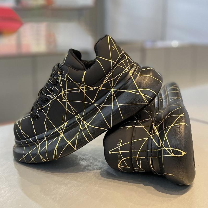 Fashion Versatile Men's Platform Vulcanized Shoes Luxury Brand Damping Wear-resistant Sneakers Anti Slip Increased Casual Walking Shoes