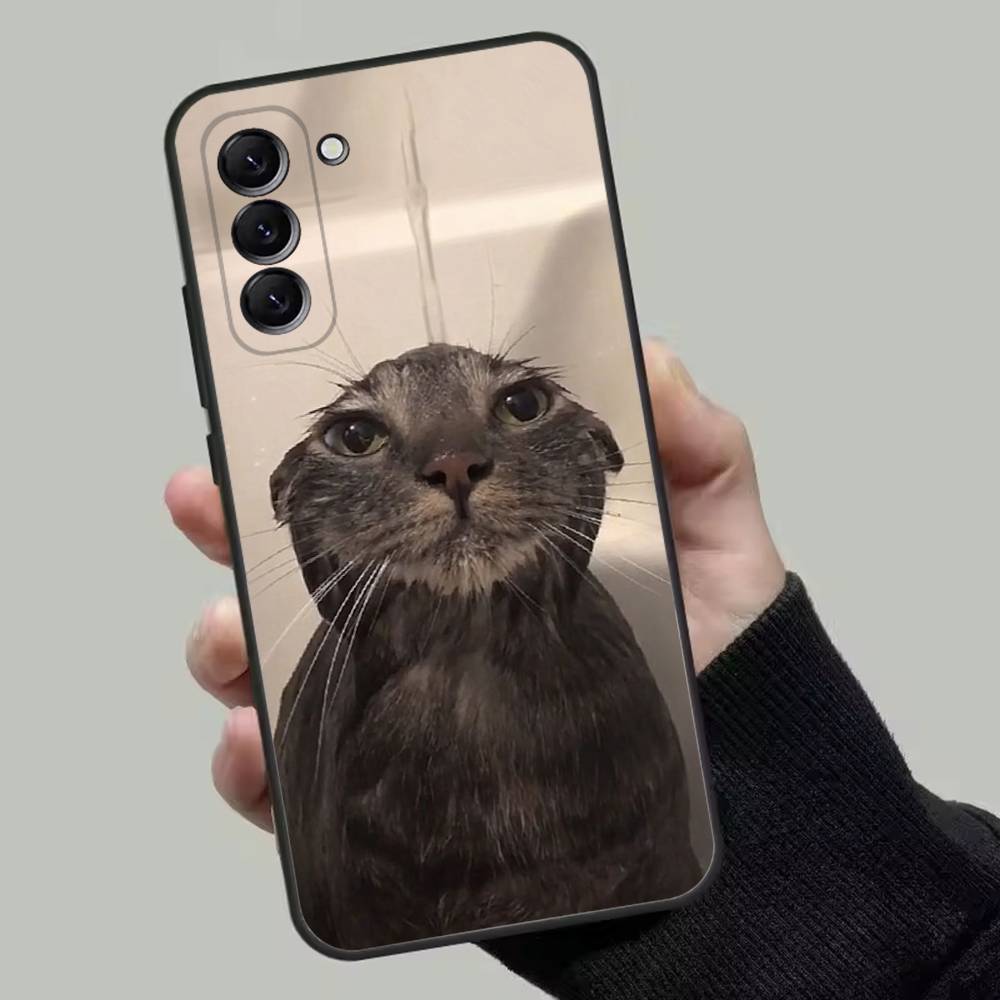 Coque de téléphone meme chat mignonne et drôle pour Samsung Galaxy A13,A21s,A22,A31,A32,A52,A53,A71,A80, Coque Noire Souple