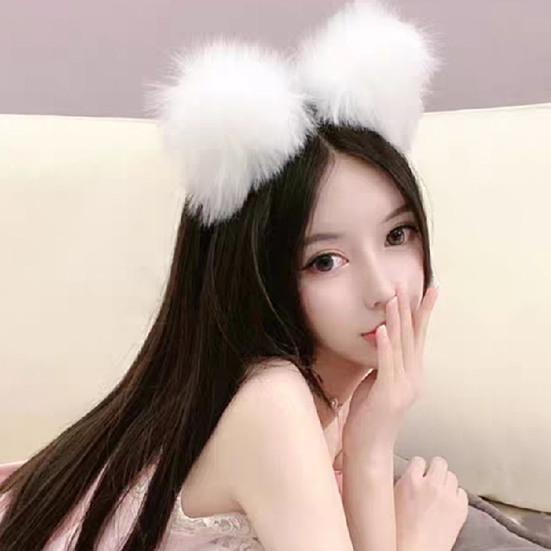 Cats Ear Long Plush Cute Anime Cosplay Hair Clasp Headband Party Costume for Daily Wear