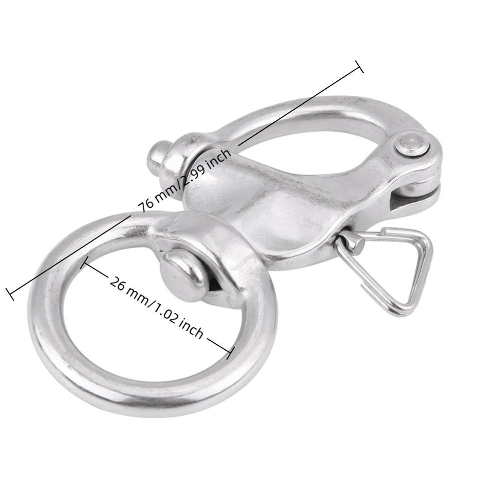 2Pcs 316 Stainless Steel Snap Shackle Round Brace Ring Stainless Steel Buckle  Boating Applications