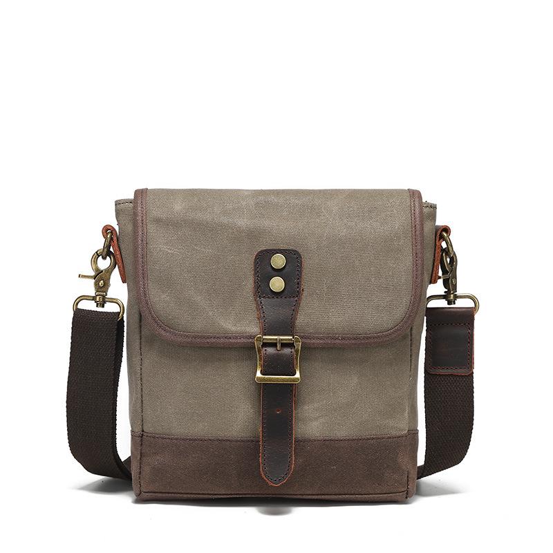 Retro Canvas & Leather Messenger Bag: Durable Men's Shoulder Bag & Chest Bag