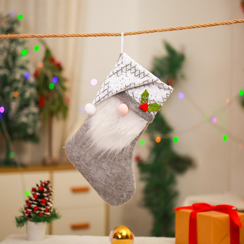 Festive Sequin Stocking: Children s Christmas Candy Gift Bag & Ornament