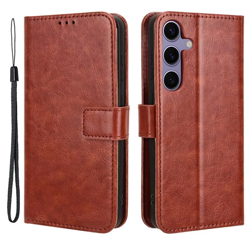 

Кожаный чехол для Samsung Galaxy S24, кошелек для телефона, узор «Бешеная лошадь» Brown