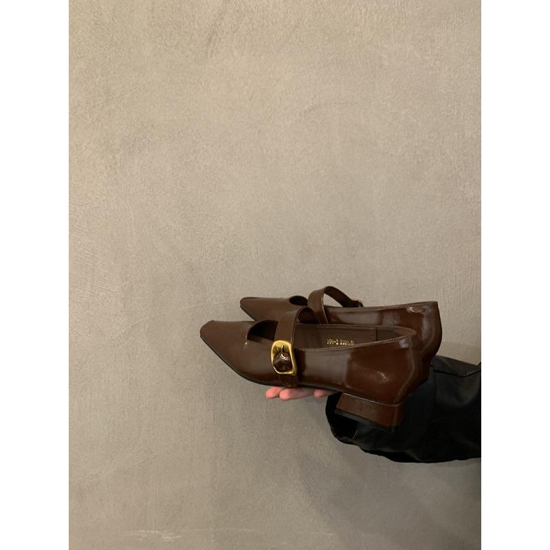 Shallow single shoes women's low heels spring new retro temperament evening Mary Jane shoes