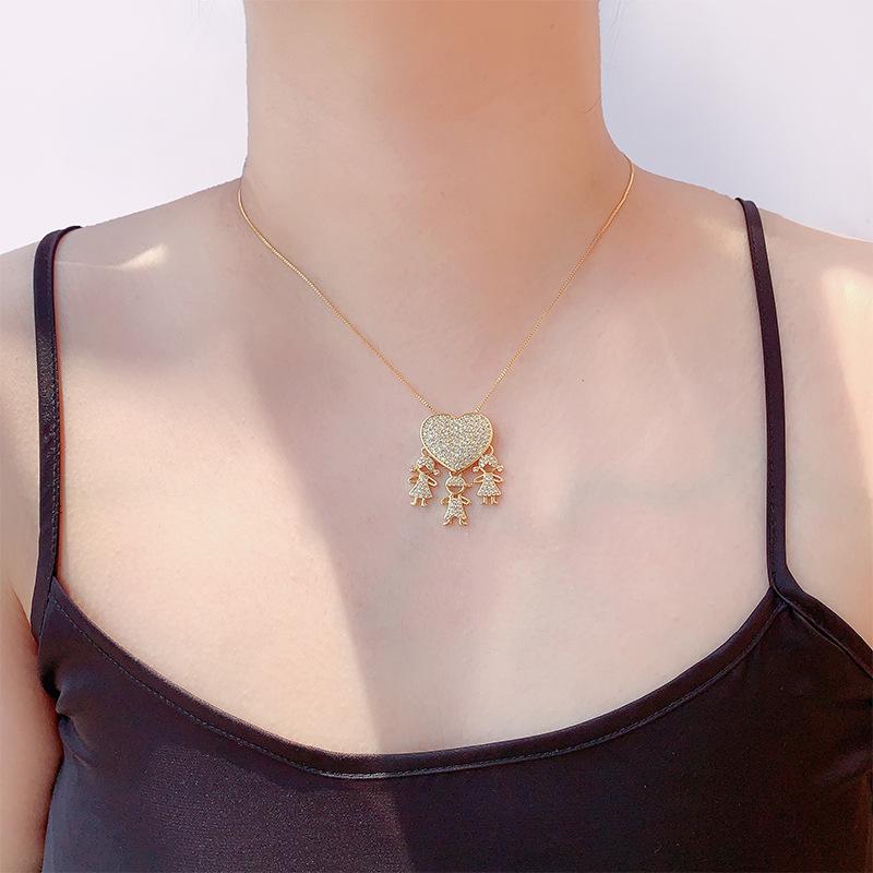 European and American New Pendants, Collarbone Gold-plated Diamonds, Love Children's Necklaces, Fashionable Boys and Girls Pendants