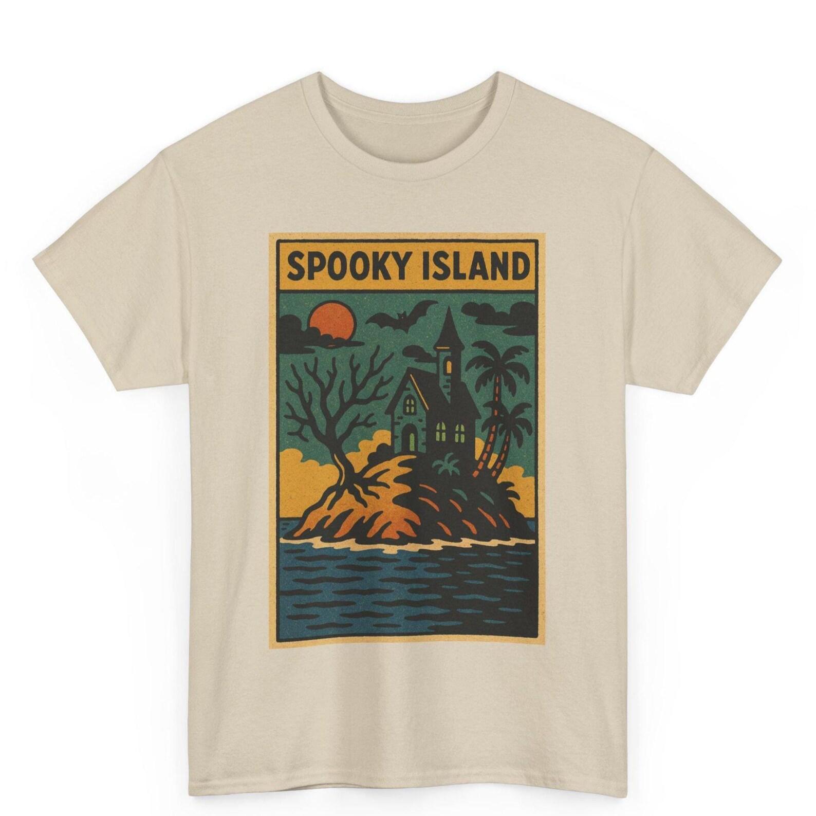 Spooky Island T-Shirt: Retro Comic Book Style Haunted Tee 4XL