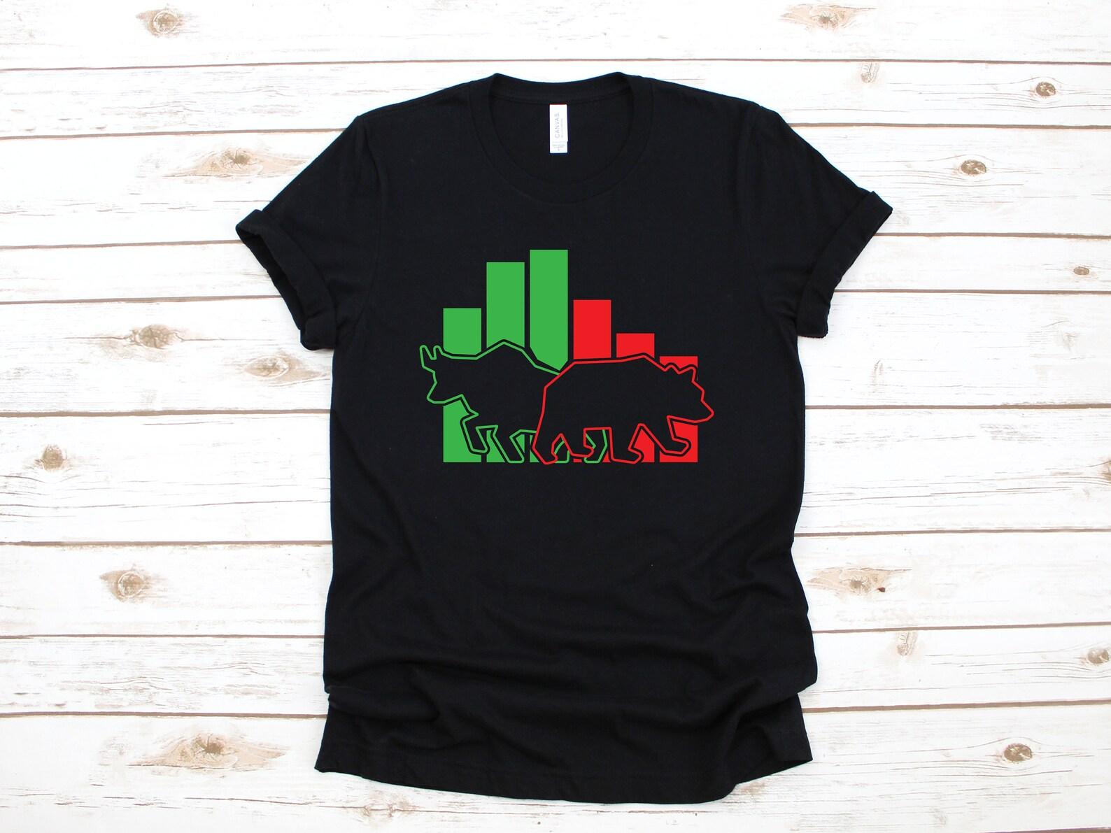 Bull Bear Stock Investing T-Shirt, Funny Stock Investor Shirt, Stock Market, Stock Broker Day Trader Investing, T-shirt, T-shirt L
