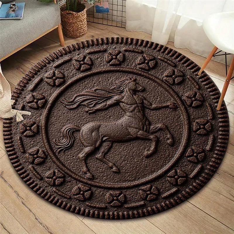 Cookie Magical Creature PrintRound Area Rug,Carpet Rug for Living Room Bedroom Sofa Playroom Decor,Non-slip Floor Mat