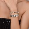 Geometric Pearl Layered Bracelet With V Gold For Women Gift For Winter