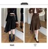 Elegant Suede Midi Skirt with Irregular Slit - Women's Autumn/Winter Fashion