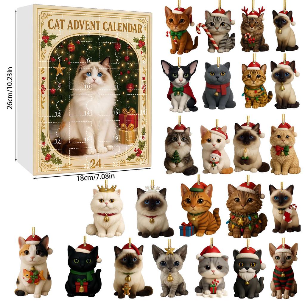 Christmas Cat Acrylic Advent Calendar With 24 Decor Slots For Holiday Celebrations