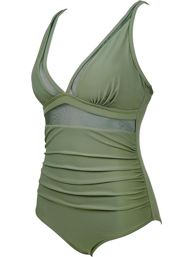 European & American High-Waist One-Piece Swimsuit - Sexy, Hollow Design