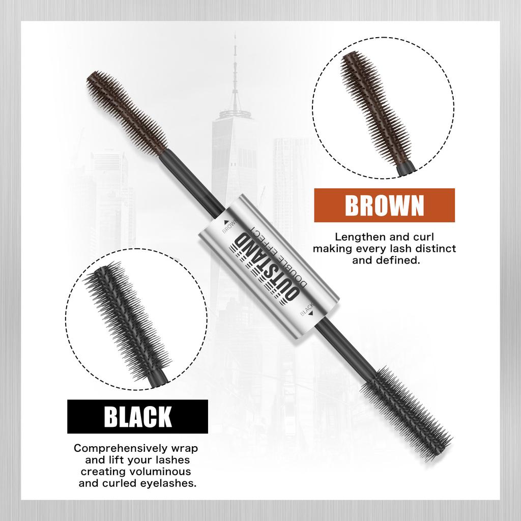 Double-Headed Mascara, Slender And Dense, Naturally Curled 4D Voluminous Mascara