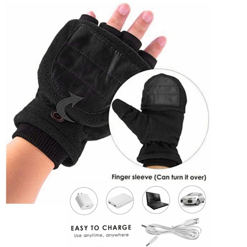 usb Fingerless Gloves Thermal Gloves Heated Gloves Fingerless Touchscreen Fleece Gloves Split Finger Gloves