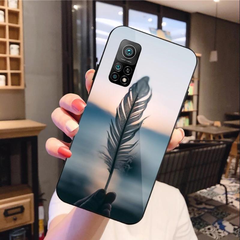 Magic Feather Phone Case For Xiaomi 12 11T 10 9 Redmi Note 11 10 10S Pro Redmi 9 9A 8 Black PC Glass Phone Cover