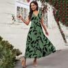 Women's Casual And Fashionable Floral Print V-Neck Sleeveless Dress Sleeveless Dress