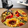 1PC Birds Sunflower Office Round Area Rug, Mat Suitable For Office, Under Office Chairs Bedroom Living Room Home Decor, Room Deco