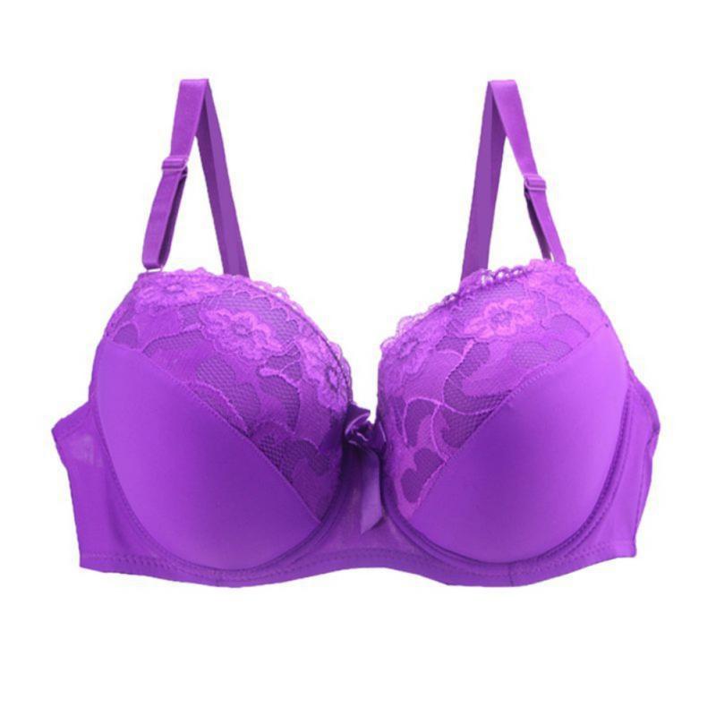 Women's Embroidered Lace Bra Deep V Gathering Bra Adjustable Strap