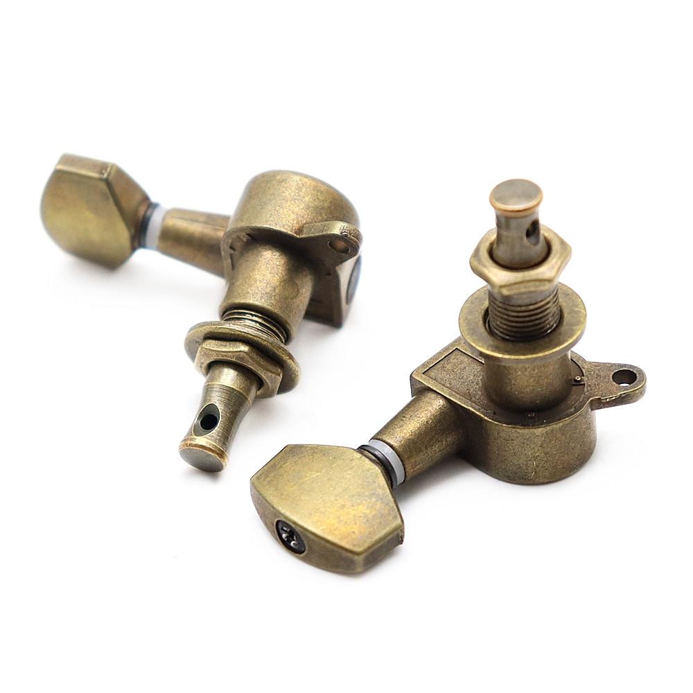 1Set Electric Guitar Tuning Pegs Guitar Tuners Machine Head Small Square Handle Red Copper/Bronze