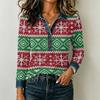 Women's Casual Long Sleeve Top Loose Fit Stylish Color Block Patchwork Shirt Comfortable Everyday Blouse