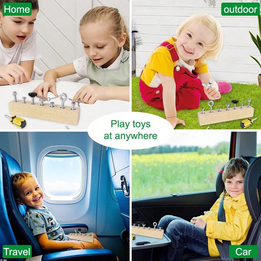 Screwdriver Board Set, WoodenToy Tool For 3 4 5 Year Old Kids, Educational Screw Board Sensory Learning Toys STEM Fine Motor Skills Toys