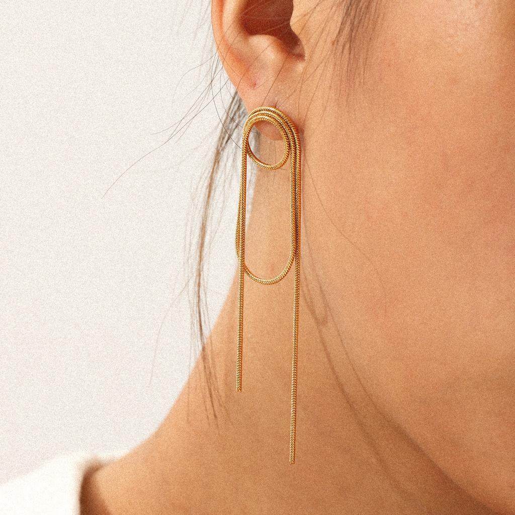 Luxury Tassel Earrings Hypoallergenic Titanium Steel Women's Earrings Fade Resistant Elegant Dangle Earrings
