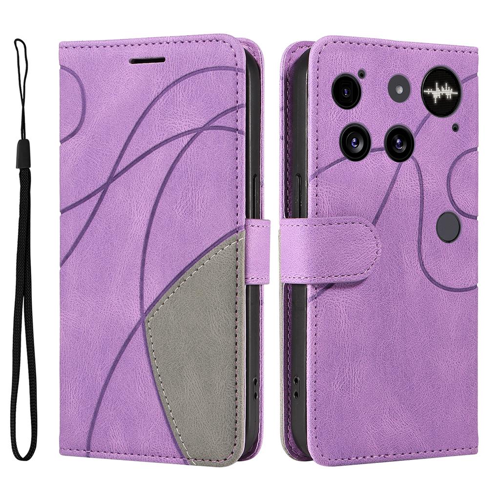 For Nothing Phone (3) 5G Leather Phone Case Stand Wallet with Bi-colour Splicing Design